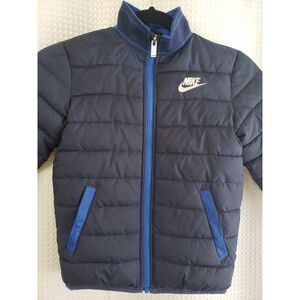 Nike Kids Boys Puffer Coat Size 6 Medium 5-6 Years Blue Winter Fall